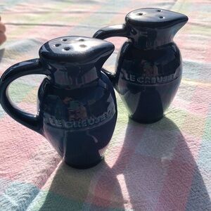 Le Creuset Blue Handled Salt and Pepper Shakers